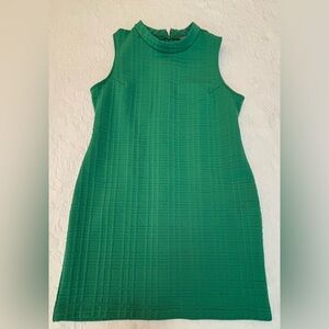 SHARAGANO Classic Sleeveless Dress Soft Textured Pattern in Kelly Green Size 16